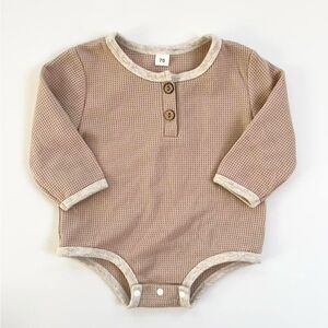 Tan and Cream Waffle Sweater Onesie One Piece